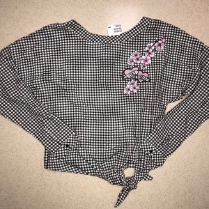 🌴3/$20 NWT H&M Gingham Long Sleeve Black White